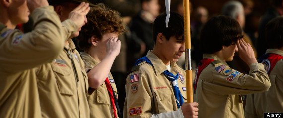 LUXEMBOURG ? Boy Scouts from Troop 69 Kaiserslautern, Germany, salute as the Star-Spangled Banner is played during a Veterans Da